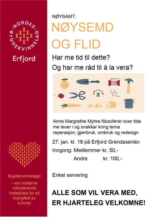 Nøysamt kurs med Anne Margrethe Myhre og Erfjord Bygdekvinnelag